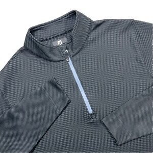 FootJoy ThermoSeries Pullover Mens M Navy White Dot 1/4 Zip Golf 28184 *Flaw
